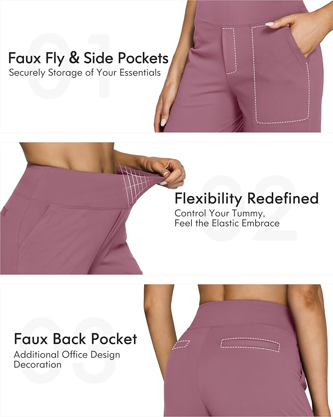 G4Free EverGoing Yoga Pants Women Wide Leg Pants with Pockets High Waist Stretch Dress Casual Sweatpants Petite/Regular/Tall