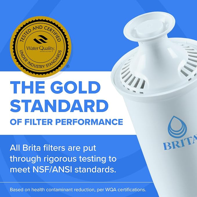Brita Extra-Large 27-Cup Water Dispenser with BritaPlus Filter, WQA NSF/ANSI Certified, Reduces 2X Contaminants vs. Standard, Reduces Chlorine, Zinc, Copper, Mercury & More, 1 Filter Included, White