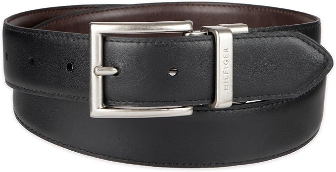 Tommy Hilfiger Men's Reversible Leather Belt, 2‑in‑1 Design for Dress Or Casual Wear