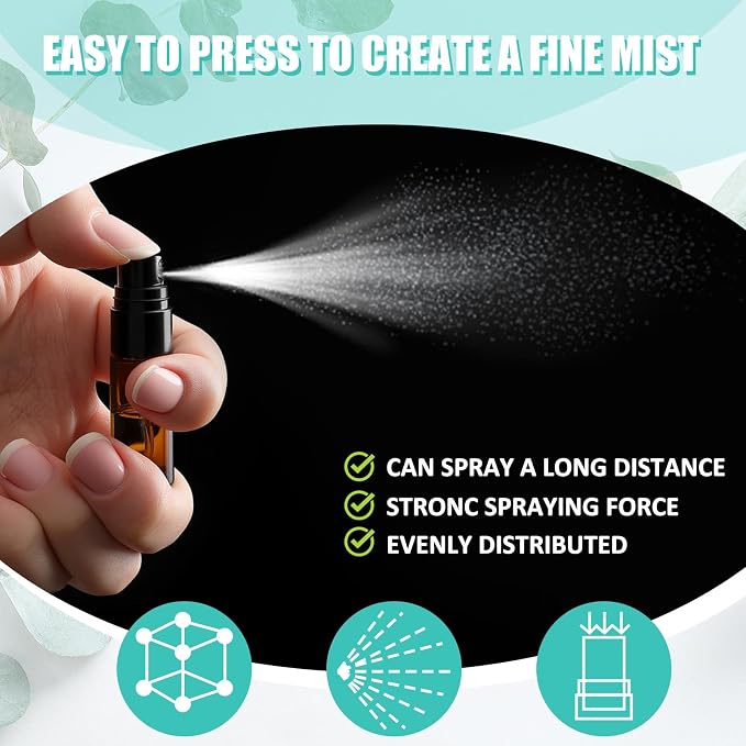 Zhehao 25 Pcs Mini Spray Bottles 3 ml Clear Glass Perfume Bottles Refillable Fine Mist Perfume Atomizer Portable Empty Sample Containers for Cleaning, Essential Oils, Travel (Amber)