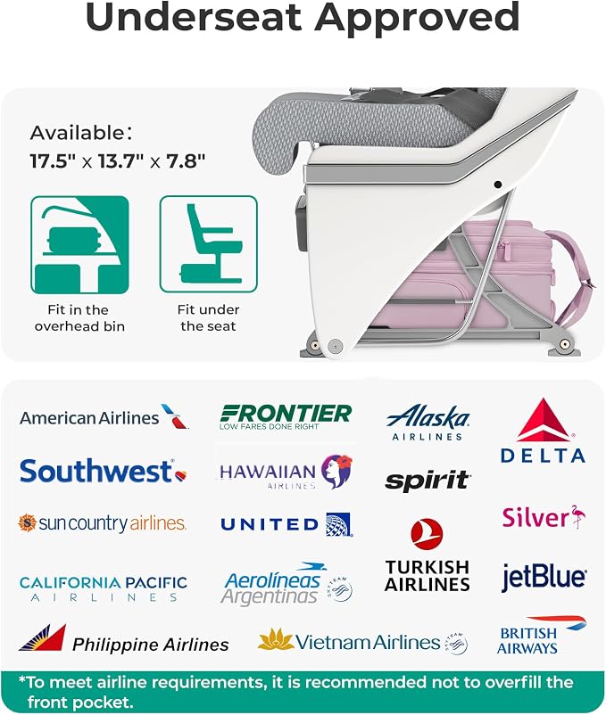 BAGSMART Small Underseat Carry on Luggage with Wheels, 16 inch Small Under Seat Luggage, Lightweight Travel Suitcase for Women, Mist Purple