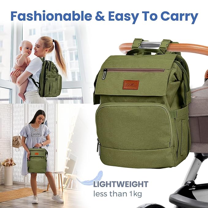 PILLANI Baby Diaper Bag Backpack - Large Bag for Boys & Girls, Waterproof Diaper Backpack - Baby Shower Gifts for Boys - Toddler Diaper Bag with Changing Pad - Large Capacity, Wide Opening Easy Access
