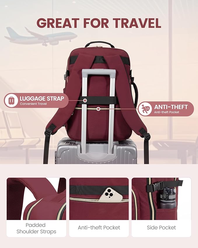 LOVEVOOK 40L Travel Backpack Flight Approved Carry on Backpack,3 Packing Cubes,Waterproof Personal Item Travel Bag,TSA Carry on Luggage Suitcase Travel Essentials,Gifts for Women & Men,fits 17" Laptop