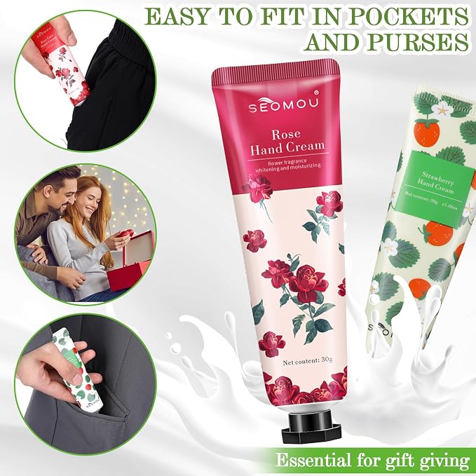 80 Pcs Hand Cream Bulk and Lip Balm Bulk Gift Set Scented Hand Lotion for Dry Skin Travel Lip Moisturizer Gifts Lip Gloss Bulk for Women Coworkers Bridal Shower Gifts Party