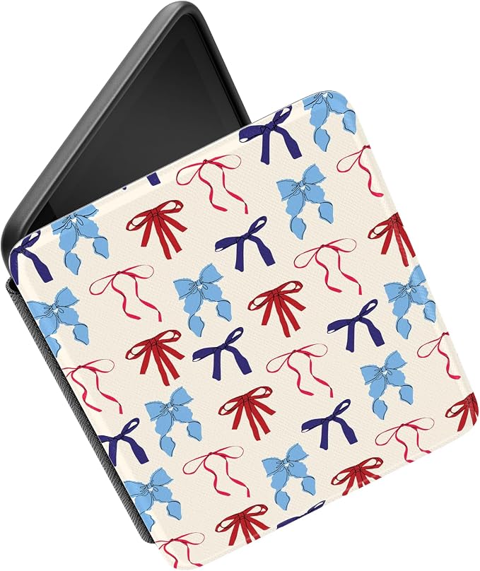 Casely Kindle Case | American Girlie | Red White & Blue Bows | 7” Kindle Colorsoft and 7” Kindle Paperwhite (12th Gen)