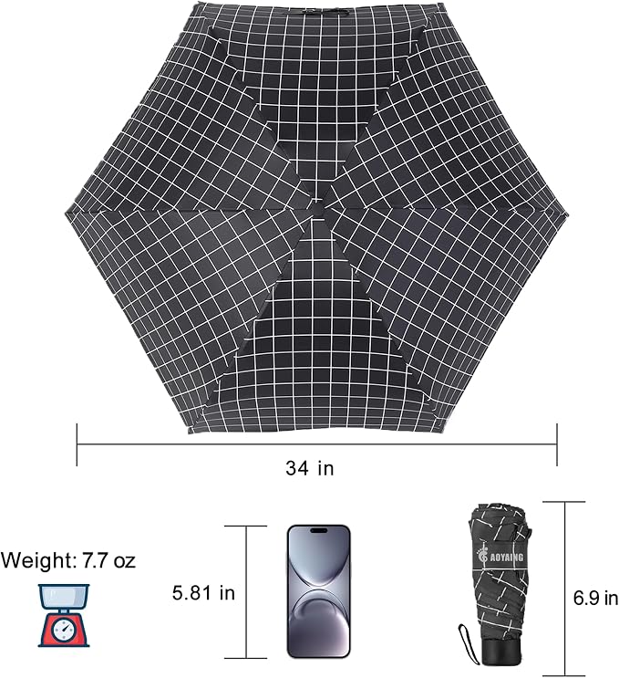 GAOYAING Compact Travel Umbrella with Case Sun&Rain Lightweight Small and Compact Suit for Pocket