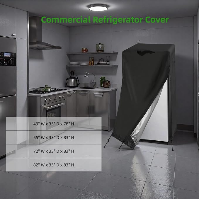 Commercial Refrigerator Cover for 36Cu Ft Commercial Refrigerator Freezer Combo,48 Inch Waterproof Fridge with Freezer Cover for Industrial Stainless Steel Fridge(49" W x 33" D x 78" H)