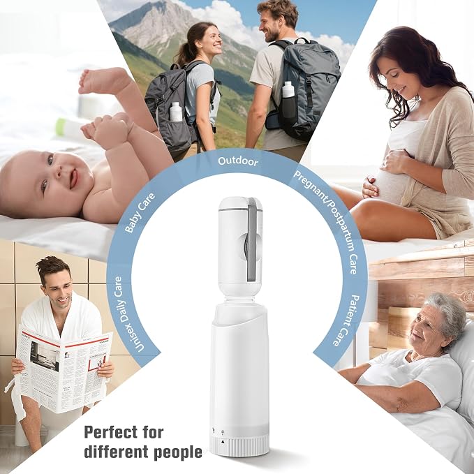 Upgrade SPACEREST Portable Bidet for Travel with 360ml Bottle, No Noise & Waterproof Handheld Sprayer, Rechargeable Electric Portable Bidet for Women & Men, Personal Hygiene & Postpartum Care
