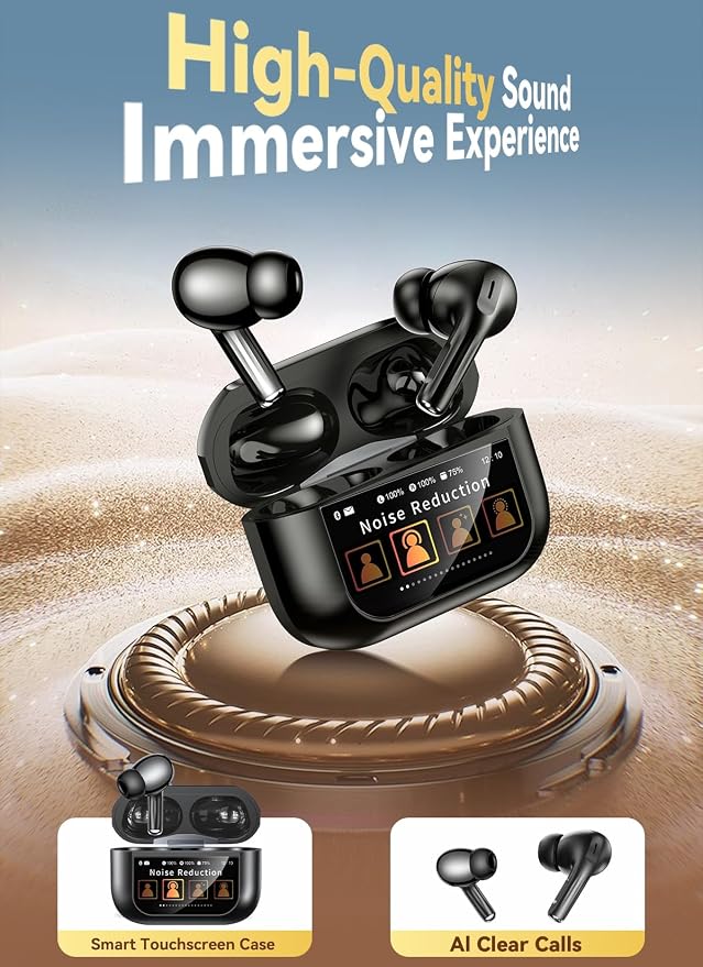 Bucephalus Wireless Earbuds, Bluetooth 5.4 Ear Buds, ENC Noise Cancelling Headphones with 48H Playtime, Bass Stereo Sound, Compatible with iPhone 17/16/15/14/Android, Pad - Mattle Black