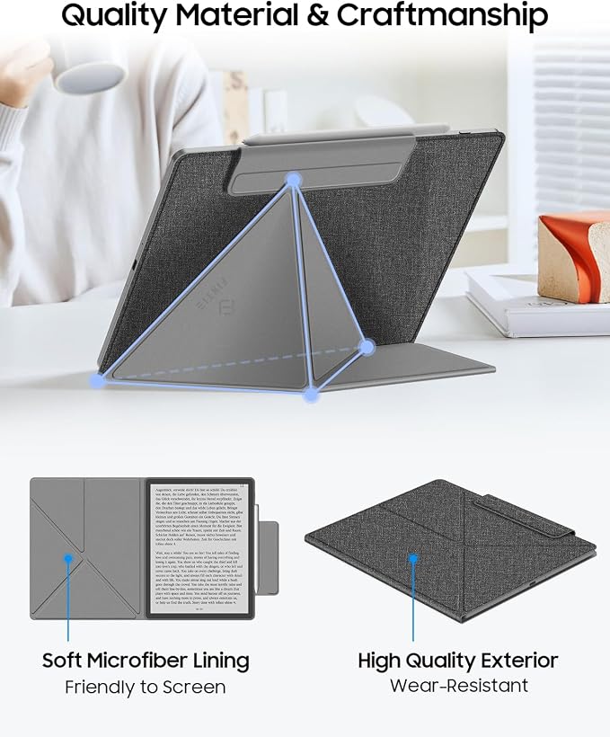 Fintie Case for 11" Kindle Scribe 2025 (3rd Gen) and Kindle Scribe Colorsoft 2025 (1st Gen), Slim Lightweight Multi-Viewing Angles Stand Detachable Magnetic Cover with Pen Buckle, Gray