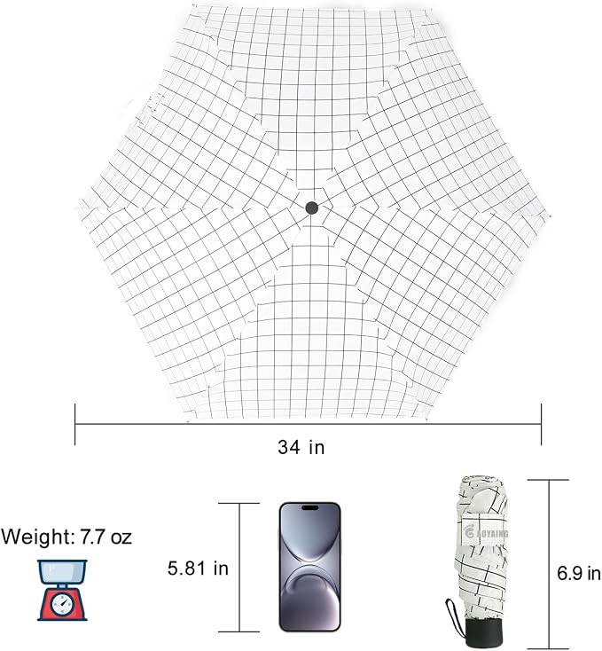 GAOYAING Compact Travel Umbrella with Case Sun&Rain Lightweight Small and Compact Suit for Pocket