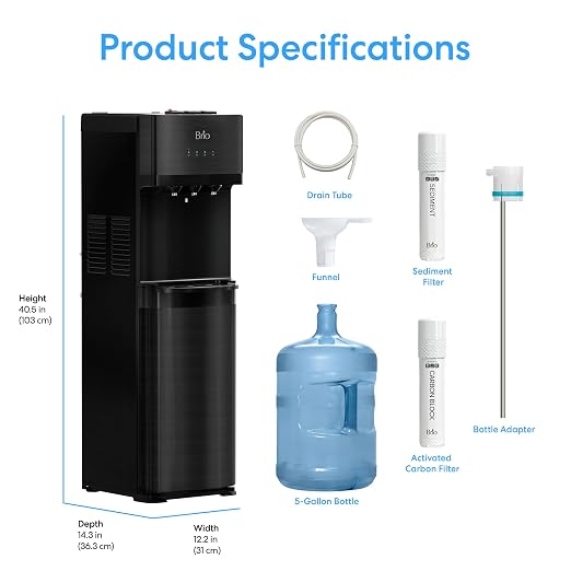 Brio 520 Series No Line Bottom-Loading Water Cooler with Built-in 2 Stage Water Filter Black