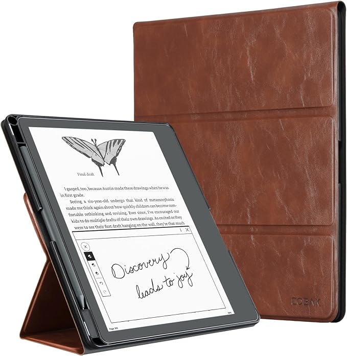 CoBak Case for E-Reader - All New PU Leather Cover with Auto Sleep Wake Feature for E-Reader 10.2" 2022 & 2024 Released with Pen Holder (not Compatible with Remarkable),Dark Brown
