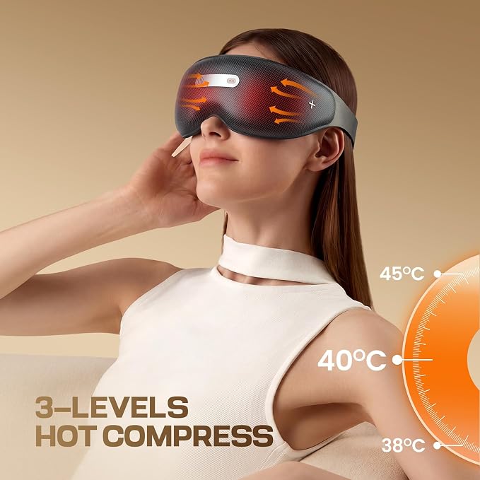 AI Eye Massager with Heat, EMS Microcurrent Massage, 3D Wireless Sleeping Eye Masks, APP Data Analysis, Deep Sleep, Sleep Mon*itoring Fatigue Relief for Insomnia and Business Travel Group, Gray