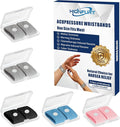 Hionfurt Motion Sickness Bands Anti Nausea Wristband for Adult and Kids Morning Sickness Relief for Pregnancy Acupressure Nausea Relief for Car, Sea, Air Sickness-5 Pairs Gray, Gray, Black, Blue, Pink