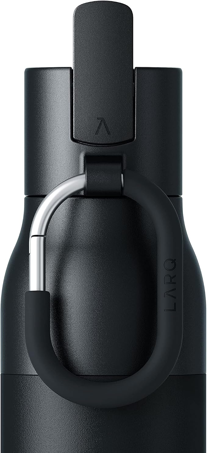 LARQ Bottle Filtered – Insulated Stainless Steel Water Bottle with Filter Straw, Removes Chlorine, PFAS Lead, BPA-Free Leak Proof Flip Top, 24h Cold for Travel Gym Office, 25 oz, Obsidian Black