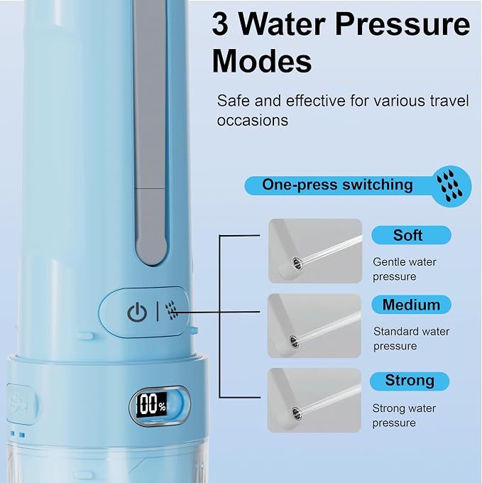 Electric Portable Bidet for Travel & Outdoor, Whisper-Quiet Handheld Sprayer with 3 Pressure Modes, 1600mAh USB-C Rechargeable, IPX7 Waterproof (Sky Blue)