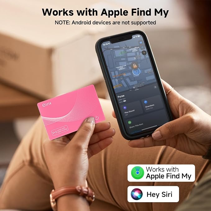 2026 [Apple MFi Certified] (iOS Only) Wallet Tracker Card, Rechargeable Thin Finder, Works with Apple Find My (iOS Only), Item Locator for Luggage Tags, Passports, Phone (Pink, 1)