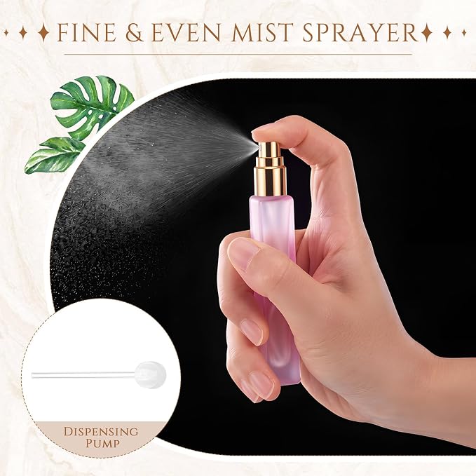 Domensi 20 Pcs 10/15/20/30 ml Perfume Travel Refillable Glass Bottles Spray Bottle Perfume Atomizer for Cologne Dispenser Leak-proof Fragrance Bottles Atomizer Pump Kit (10 ml,Folral Color)