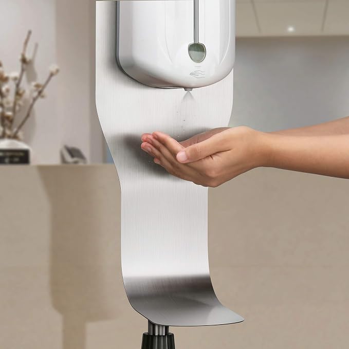 New Star Foodservice 1028904 Freestanding Floorstand for Hand Sanitizer Dispenser, Stainless Steel, Square