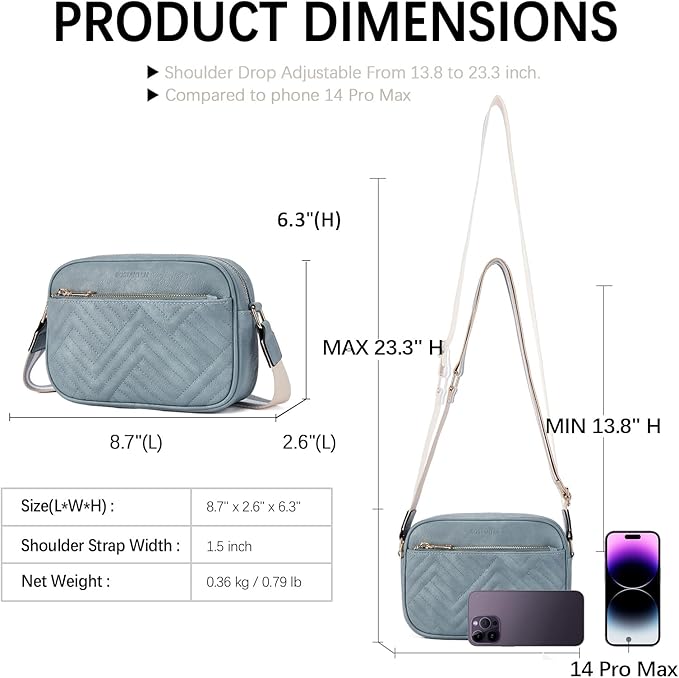 BOSTANTEN Quilted Crossbody Bags for Women Vegan Leather Purses Shoulder Handbags with Wide Strap