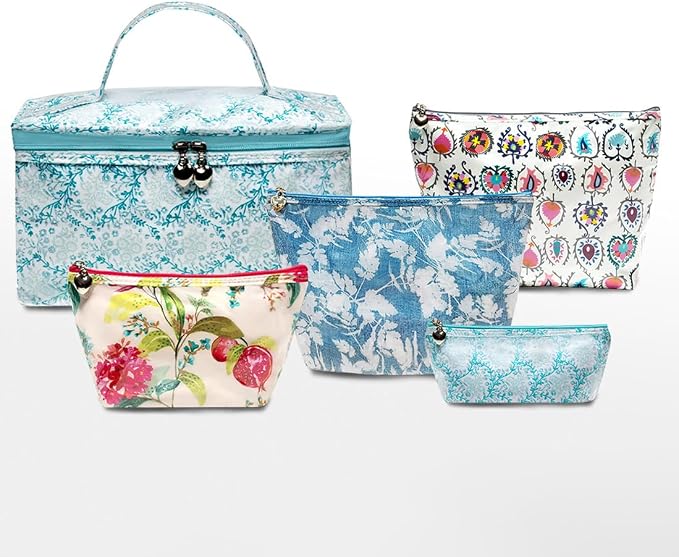 Jacaranda Living Vanity Bag/Train Case - Water-Resistant, PVC-Lined, Easy to Clean, Compact & Travel Ready Makeup Organizer, Summer Splash-Proof Bag - Wild Things