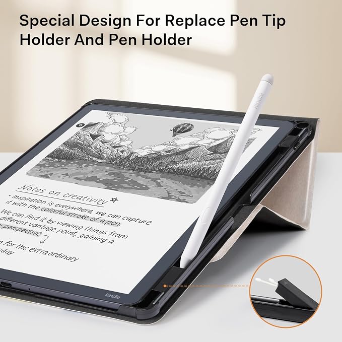 CoBak Case for 11" Kindle Scribe 3rd Generation 2025, Kindle Scribe Colorsoft with Two Viewing Angles - All New PU Leather Cover with Auto Sleep Wake, Pen Holder. Oil Pink