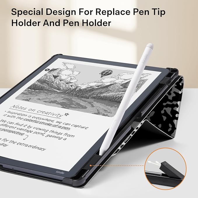 CoBak Case for 11" Kindle Scribe 3rd Generation 2025, Kindle Scribe Colorsoft with Two Viewing Angles - All New PU Leather Cover with Auto Sleep Wake, Pen Holder. Notebook