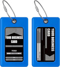 Luggage Tags Business Card Holder by TUFFTAAG - Flexible PVC Travel ID Bag Tag, Blue, 2 Pack