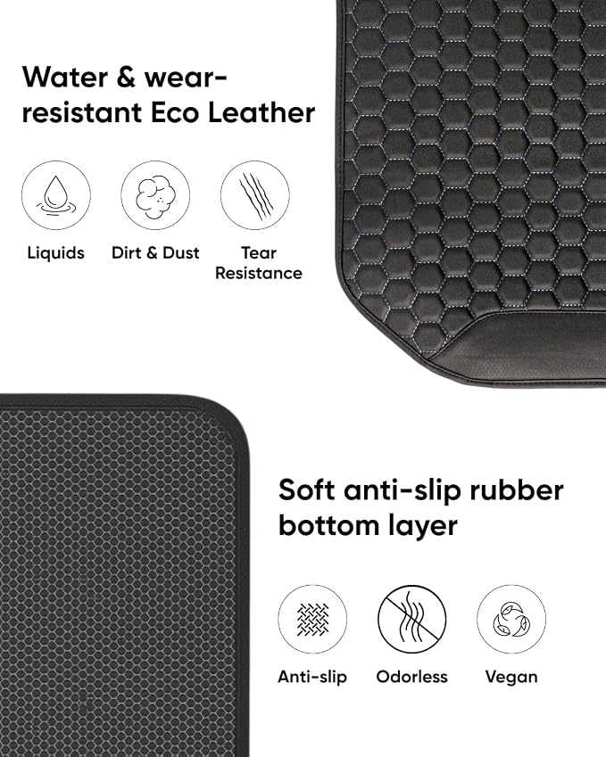 Owleys Kick Mat Back Seat Protector - Car Back Seat Cover for Kids Feet - Waterproof & Sturdy Protector for Upholstery from Dirt, Mud, Scratches and Stain (Black)