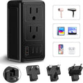 220V to 110V Voltage Converter US to Europe for Hair Dryer, Upgrade 2000W Power Converter for European Travel with Type C A G I, International Universal Travel Adapter with 1 USB A & 3 Type C (Black)
