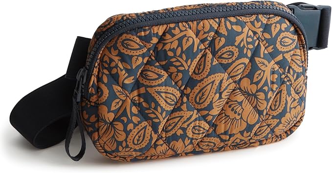 Vera Bradley Women's Featherweight Woodward Small Belt Bag, Lotus Montage Roasted Pecan, One Size
