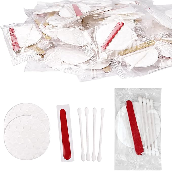 50 Sets Personal Hygiene Kit Basic Toiletry Kits Homeless Supplies Bulk Bundle with Bulk Hotel Amenities Kit, Include Cotton Pads, Cotton Swabs, Nail File (Paper Sticks)