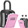 Puroma Key Lock Box, Portable Combination Lockbox Wall-Mounted Key Storage Box for House Keys, Resettable Code Safe Security Lock Box for Home, Office, Apartment Spare Key Storage (1 Pack, Pink)