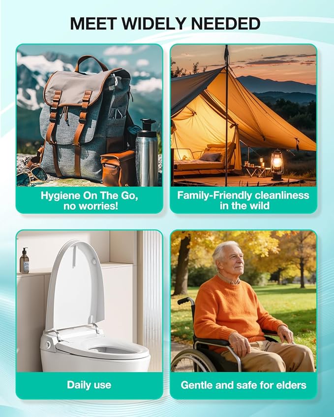 Portable Bidet Toilet Aid Wiper Tool Set for Travel - 400ML Bottle - 3 Pressure Modes - IPX7 Waterproof - Compact Design with Dust Bag for Daily Cleaning & General Use