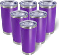 AIANJI 20oz Tumbler Bulk Stainless Steel Tumblers with Lid Vacuum Insulated Double Wall Travel Coffee Mug Powder Coated Tumbler Cup for Hot and Cold Drinks(Purple, 6 pack)