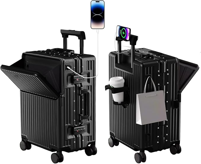 Carry on suitcase Zipperless Luggage,Polycarbonate Aluminum Hard Shell, Expandable Carry-On Suitcase with Spinner Wheels, 26 Inch Cabin
