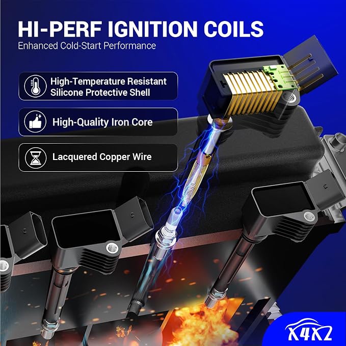 UF333 Ignition Coil Packs & 7092 Double Iridium Spark Plug Compatible with 2001-2012 Toyota Camry Corolla RAV4 Solara Matrix Highlander Lexus HS250h Scion xB TC C1330