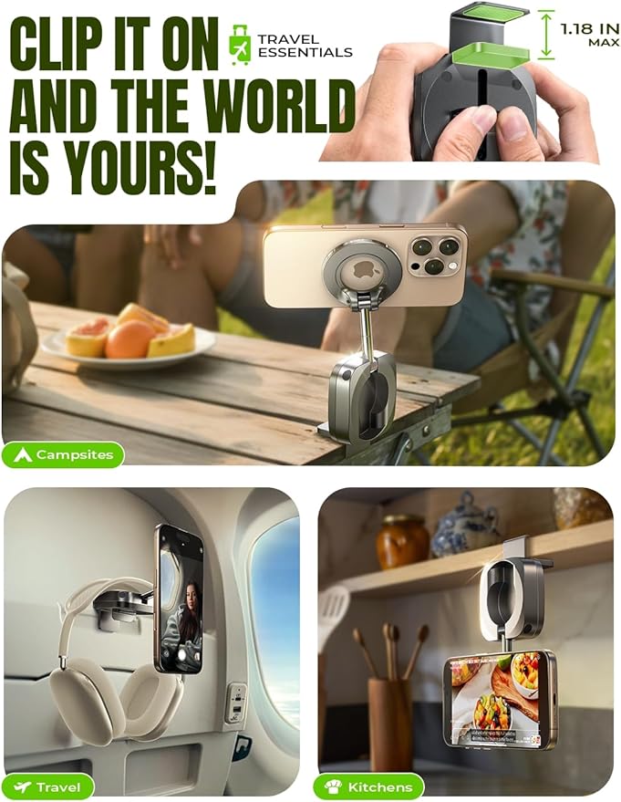 LISEN Airplane Travel Essentials for Women Men Phone Holder Cruise Must Haves International Europe Essentials Travel Size MagSafe Phone Accessories Airplane Gadgets Men Long Flight Easter Gifts