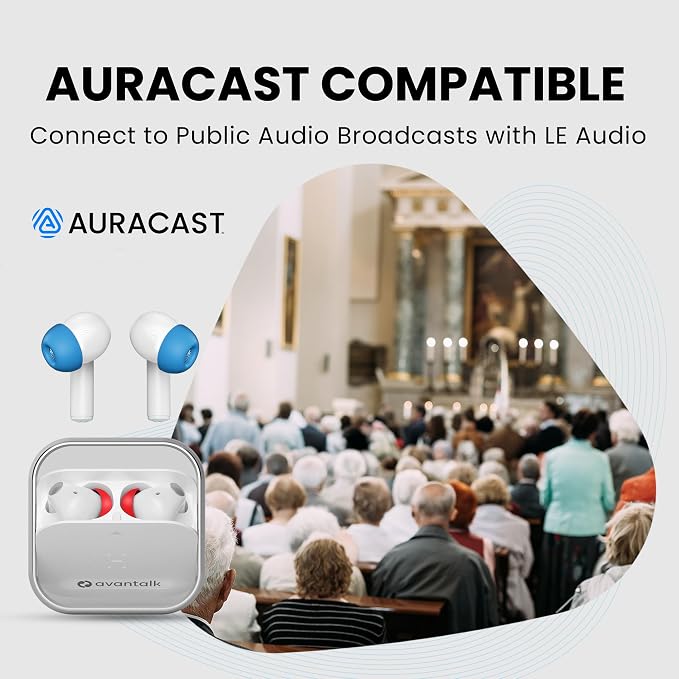 Avantalk Sky Infinity NC Auracast Wireless Bluetooth Earbuds - Long Battery Life Noise Cancelling Headphones with aptX Adaptive, Dual Pair for Airplane, Share Audio via Plug & Play Transmitter