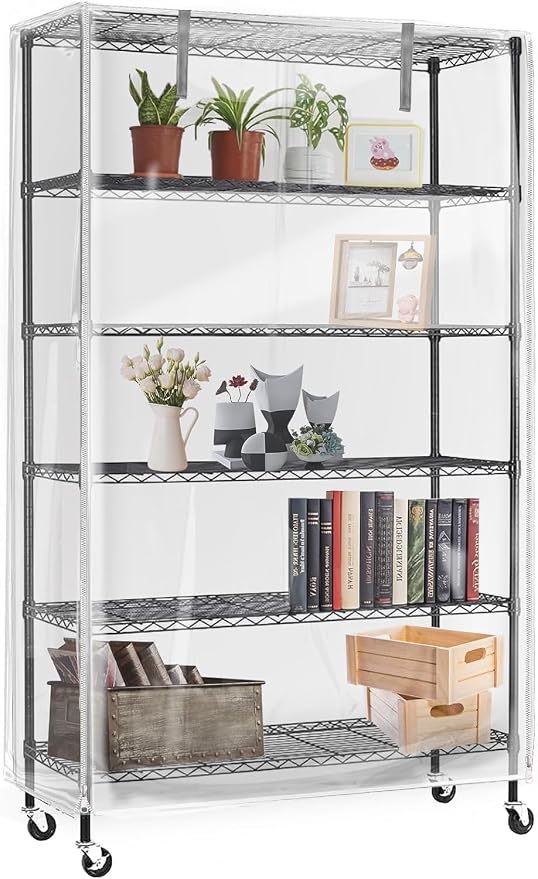 Clear PVC Wire Shelf Cover with Zipper Waterproof Dustproof 36x14x54 | Zipper closure PVC cover shields shelves from dust, moisture, UV and insects while keeping storage organized and visible
