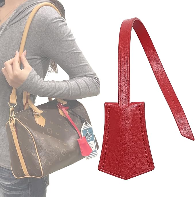 jiesinlov Microfibre Leather Tags for Speedy 25 30 35 Handbag,Luggage or Suitcase Tag (Red Tag)