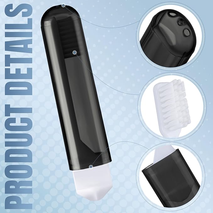 Patelai 4 Pieces Travel Toothbrush Set, Travel Size Toiletries, Soft Bristle Mini Foldable Tooth Brush with Case, Individually Wrapped Small Portable Toothbrush for Camping Home (Black)
