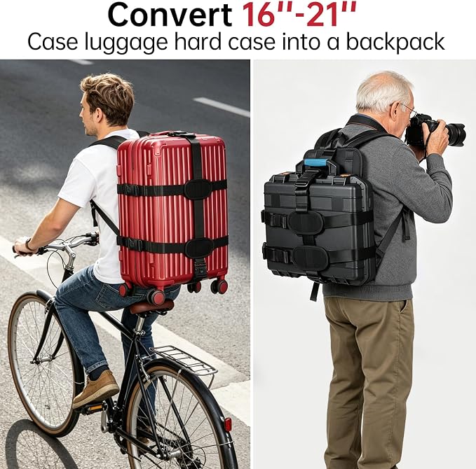 Heavy-Duty Luggage Backpack Conversion Straps for 16-21 Inch Suitcase Hardcase for Adventure Travel Cobble Stone Streets Stair - S