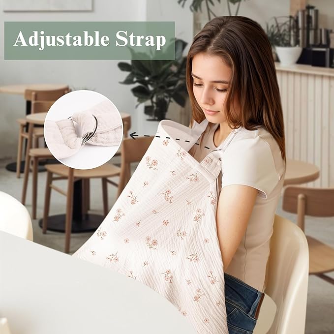 2 Pack Muslin Nursing Cover for Breastfeeding, Soft & Breathable 100% Cotton Breastfeeding Cover up