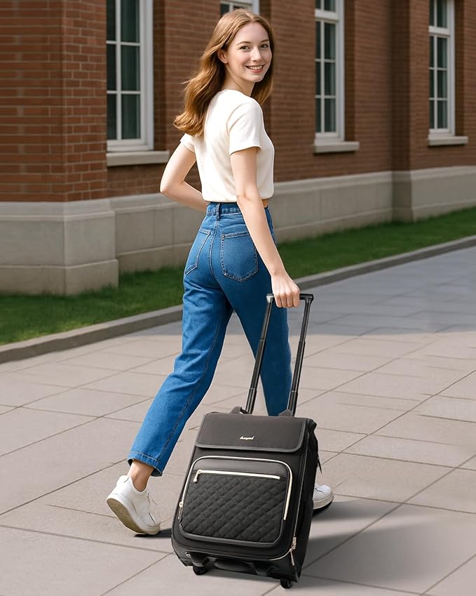 Arcoyard Rolling Backpack for Women, Travel Rolling Laptop Backpack with Wheels, Vertical & Horizontal Storage 2 In 1, Flip-Top Design, Water-Resistant Overnight College Underseat Carry on Luggage