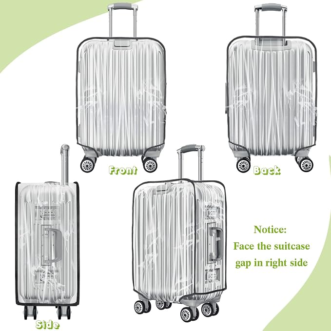 Reginary 8 Pieces Clear Luggage Cover PVC Waterproof Suitcase Cover Protector for Luggage Spinner Wheels Suitcase(20 Inches, 24 Inches, 28 Inches, 30 Inches)
