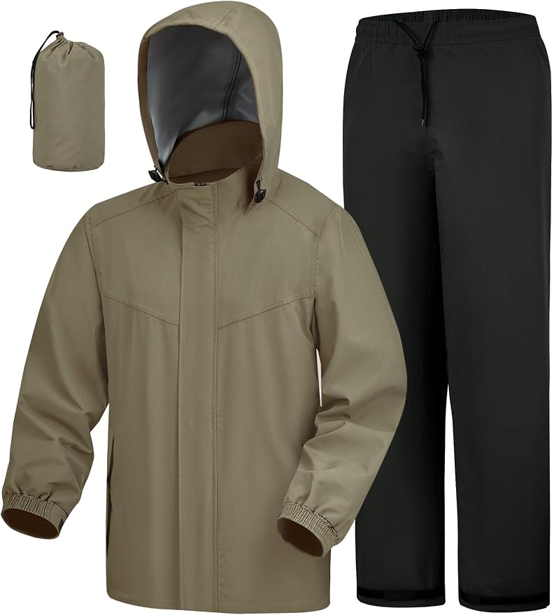 iCreek Rain Suit Waterproof Hooded Rain Gear Breathable Lightweight Packable Rain Jacket Pants Men Women for Hiking Fish Golf