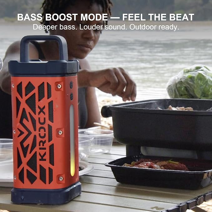 TRAVOR Magnetic Outdoor Bluetooth Speaker Portable, 45W, Deep Bass, Rugged All-Aluminum Metal Body, IP68 Waterproof, Wireless TWS Pairing for Camping, Beach, 25Hrs of Playtime (Blaze Orange)