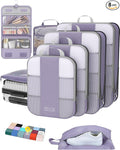 8 Set Compression Packing Cubes for Travel Essentials,Compressible Expandable Packing Cubes for Suitcase,OlarHike Luggage Garment Bags for Travel,Handy Helper for Organizing Clothes(Purple Gray)